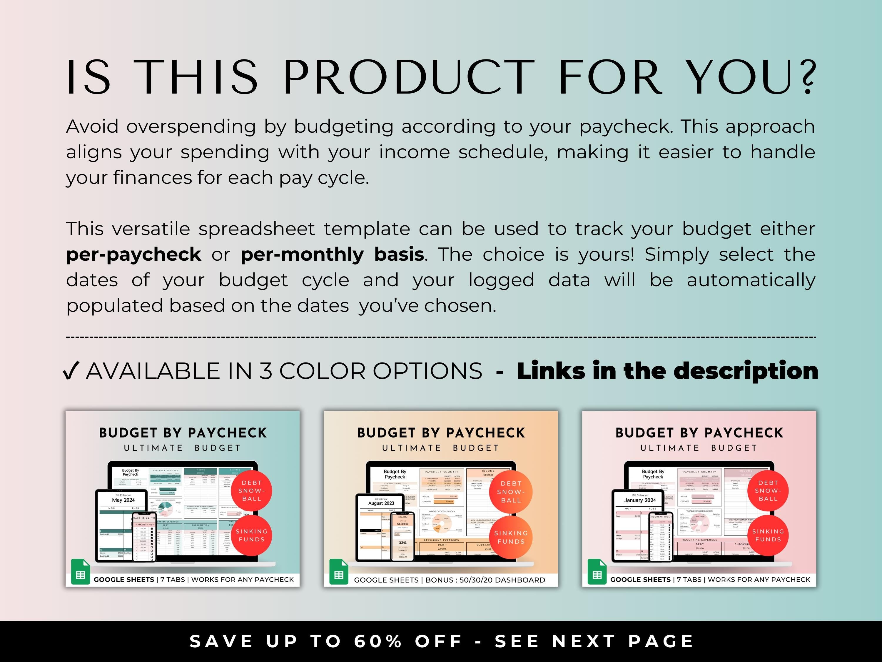 Budget By Paycheck Google Sheets Spreadsheet Template - Green Mode