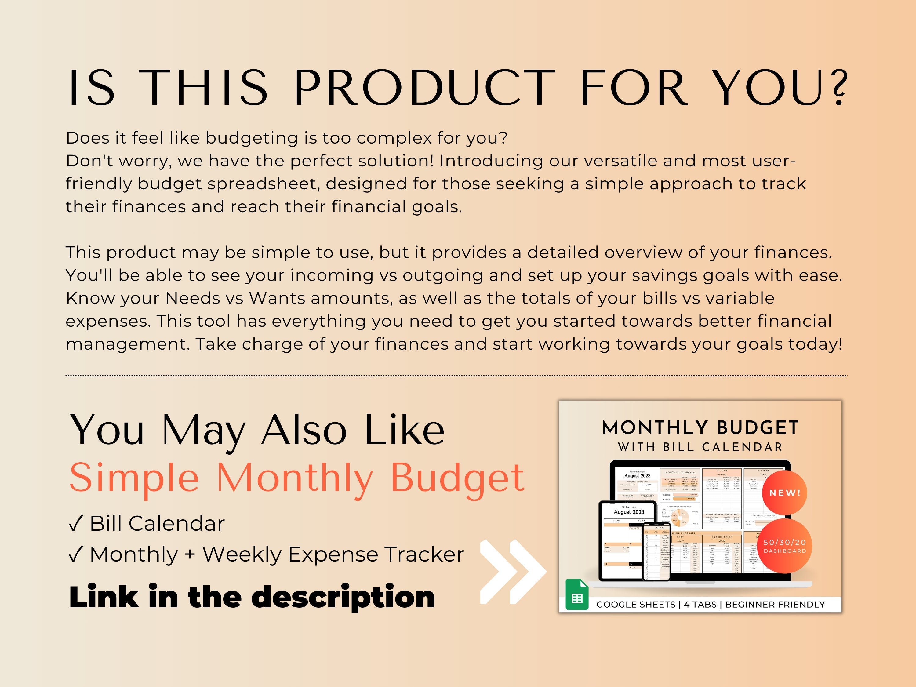 Easy Budget Spreadsheet Google Sheets Planner - One Tab Budget