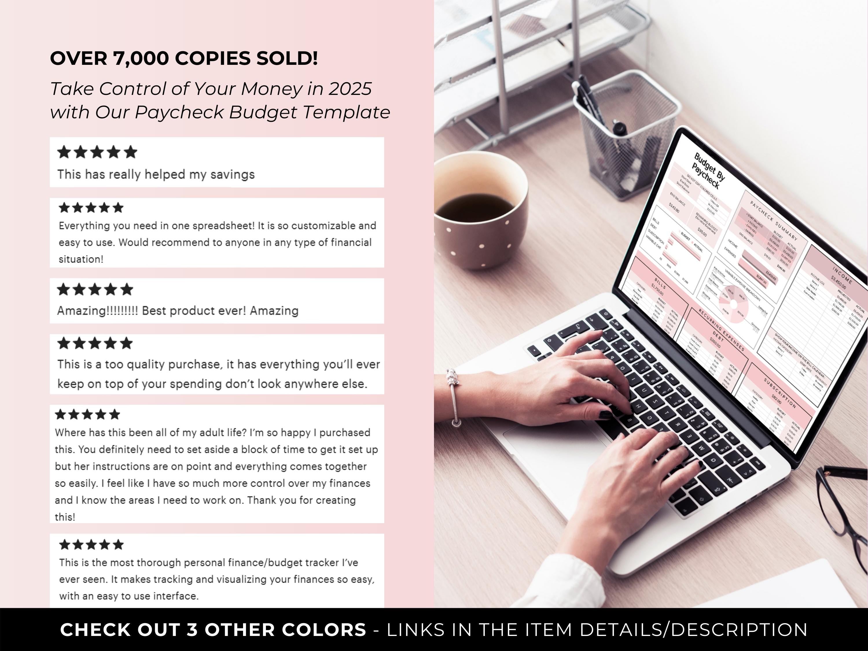 Budget By Paycheck Google Sheets Spreadsheet Template - Pink