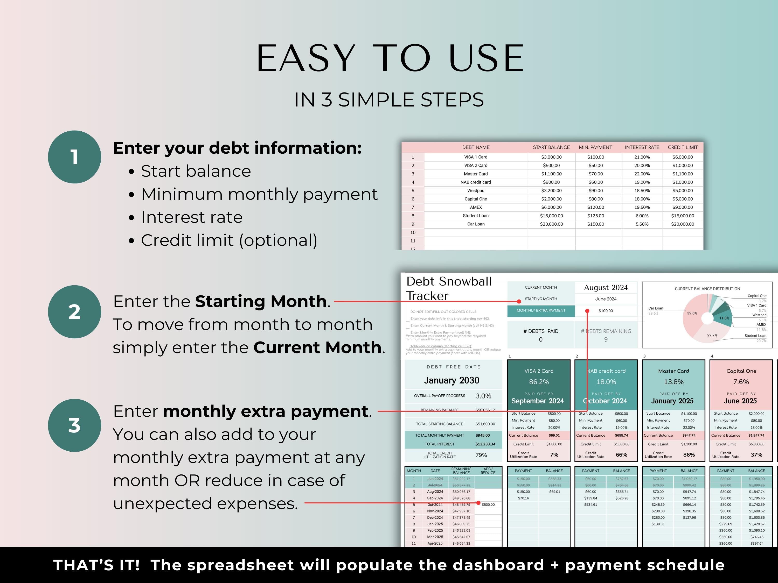 The Complete Debt Payoff Planner- Teal Green
