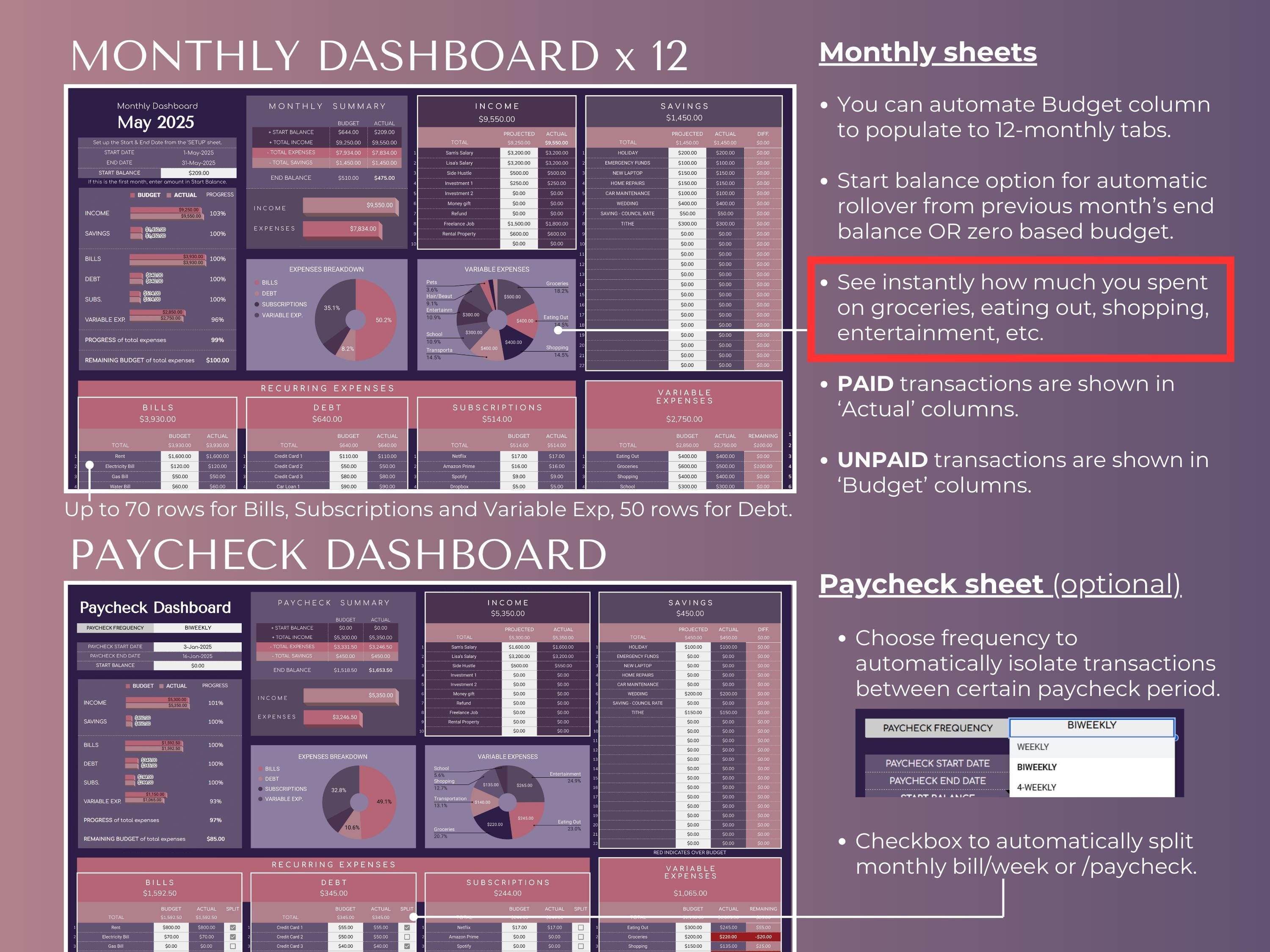 The Ultimate Budget System- Dark Purple